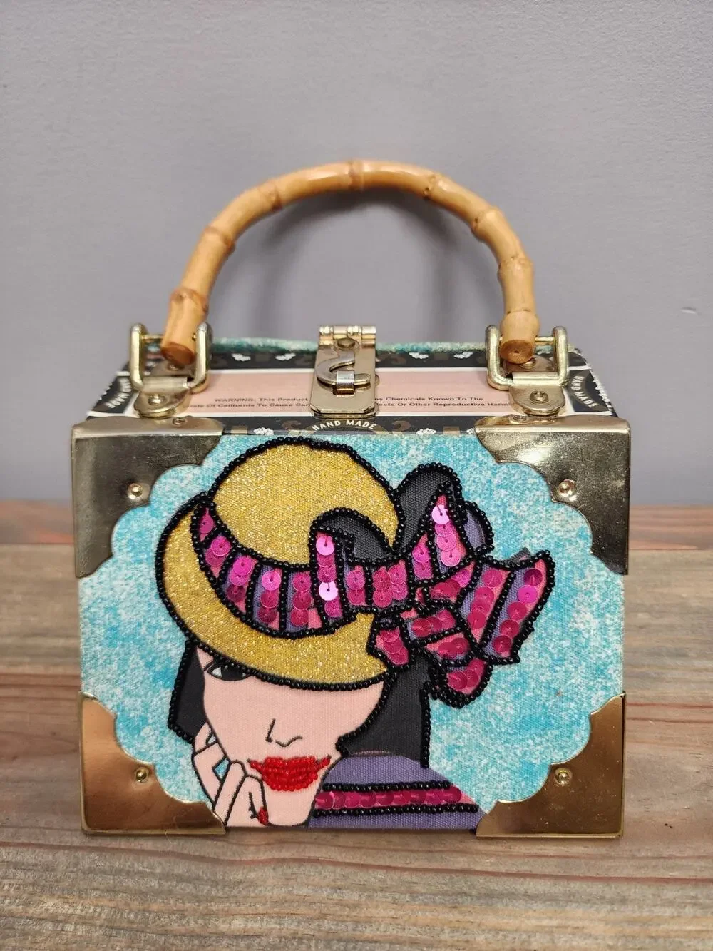 Purse CIGAR BOX Pocket book-Unique Beaded Art Deco Woman Leopard Print